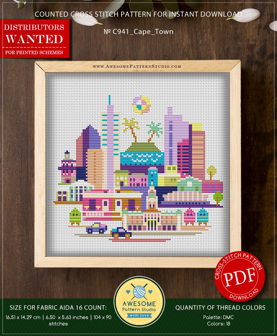 Cape Town South Africa P941 Cross Stitch Pattern Embroidery | Etsy