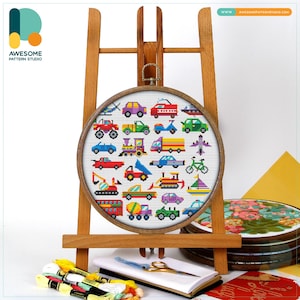 Vehicles Collection Cross Stitch Pattern and Kit  Modern Cross Stitch and Needlework Art for Creative Embroidery Enthusiasts, CS1650