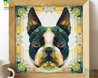 Mandala Boston Terrier Diamond Painting Kit  - Modern Diamond Painting Paint by Numbers Art for 5d Diamond Painting Enthusiasts, DS685