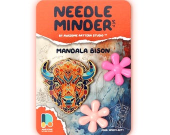 Mandala Bison Needle Minder – Magnetic Needle Holder for Cross Stitch & Embroidery Lovers NM075