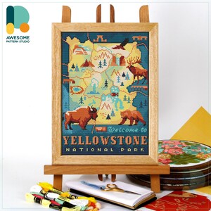 Yellowstone National Park, USA, America Cross Stitch Pattern and Kit: Modern Needlework Art for Beginners and Enthusiasts, CS2664 CS2664-2(120 x 162)