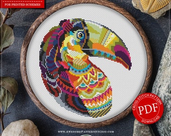 Mandala Toucan #P272 Embroidery Cross Stitch Pattern Instant Download | Cross Stitch Patterns | Needlepoint Kits | Stitch Design