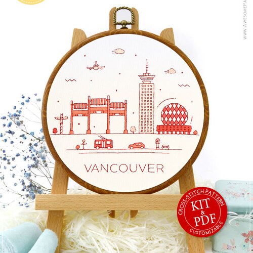 Vancouver Canada Embroidery EM120 Embroidery Pattern KIT and Etsy