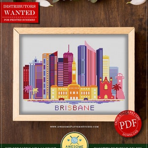 A3 Brisbane color #P399 Cross Stitch Embroidery Pattern Download | Stitching | How To Cross Stitch | Cross Stitch Embroidery