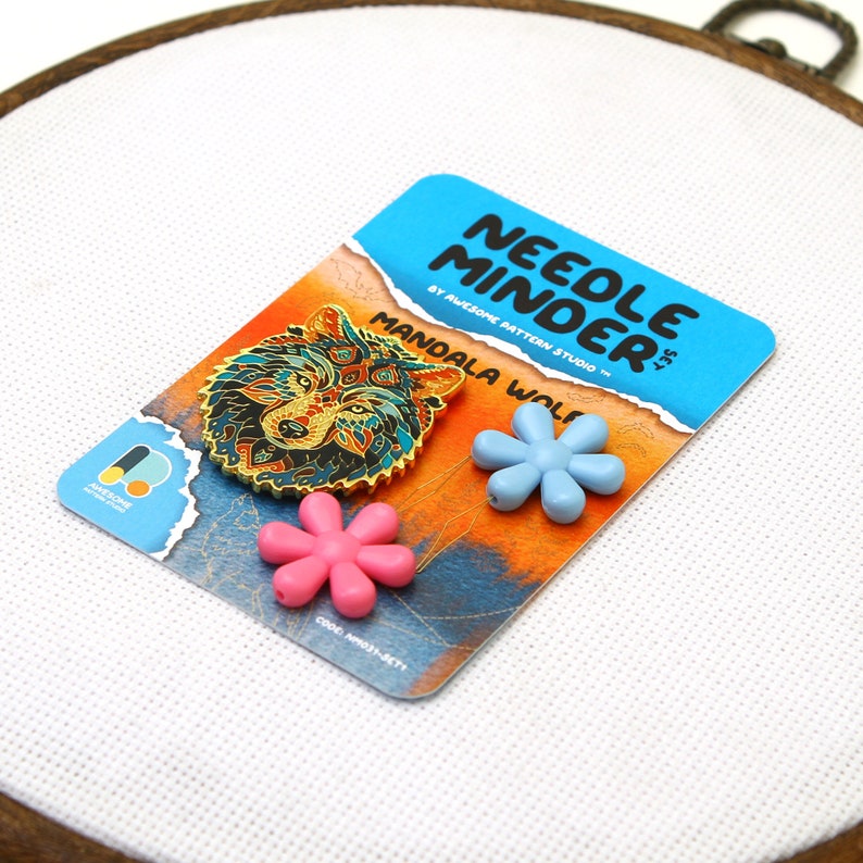Mandala Wolf Needle Minder – Cute Needle Minder Gift for Crafters NM031 image 5