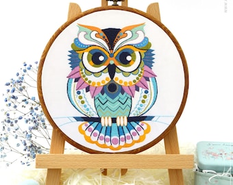 Mandala Owl Embroidery Kit and Pattern - Boho Decor and Adult Crafts Gift for Her
