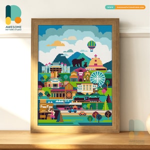 Pigeon Forge, USA Diamond Painting Kit - Modern 5d Diamond Painting Art Mosaic Kit Sampler, DS320