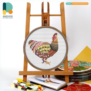 Mandala Hen CS300, Counted Cross Stitch Pattern KIT and PDF | Embroidery | Cross Designs | Pdf Pattern Download | Stitch Design