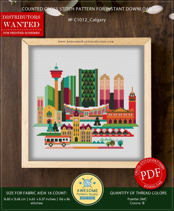 Calgary Alberta Canada P1012 Cross Stitch Pattern Cross Etsy