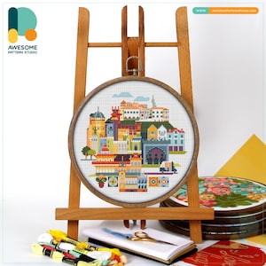 Sintra, Portugal, Europe Cross Stitch Pattern and Kit - Modern Cross Stitch Needlework Art for Embroidery Lovers, CS1188