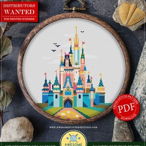 Cinderella Castle P490 Embroidery Kreuzstich PDF Muster Download Kreuzstichpackungen Kreuzstich Welt Kreuz Muster Bild 1