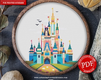 Cinderella Castle #P490 Embroidery Cross Stitch PDF Pattern Download | Cross Stitch Kits | Cross Stitch World | Cross Pattern