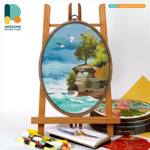 Pictured Rocks National Lakeshore, USA, Michigan Cross Stitch Pattern and Kit Modern Cross Stitch Needlework Art, CS710