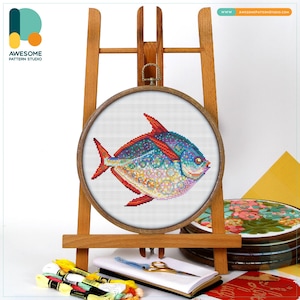 Opah Cross Stitch Kit and Pattern: Modern Cross Stitch Embroidery Sampler, Perfect for Hoop Art Enthusiasts, CS1361