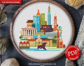 Birmingham, United Kingdom #P659 PDF Cross Stitch Pattern Cross Stitch PDF Pattern Download Stitching | Cross Stitch World | Stitch Design