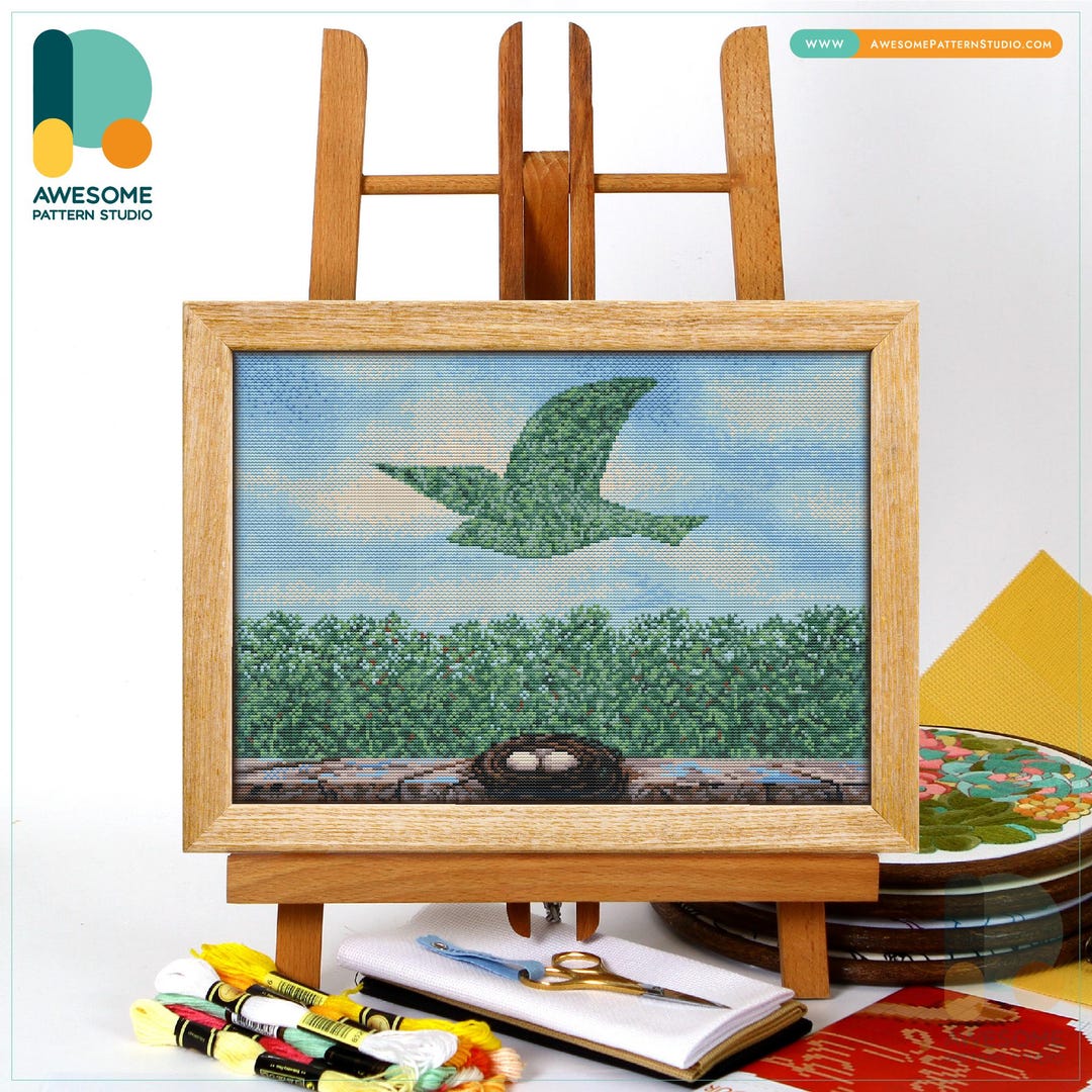 Spring Rene Magritte Cross Stitch Pattern and Kit - Modern Cross Stitch ...
