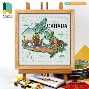 Canada Hopewell Cape Map CS2530, Counted Cross Stitch Pattern KIT and PDF | Embroidery Pdf Pattern Download | Cross Stitch Kits
