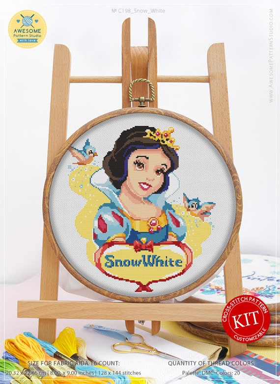 Embroidery Designs Snow White #K198 Cross Stitch Kit Disney Stitching Needlepoint Kits How to Cross Stitch Cross Designs