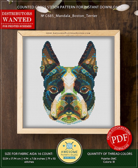 PDF file BOOKMARK Cross Stitch Chart BOSTON TERRIER PDF file BOOKMARK Cross Stitch Chart BOSTON TERRIER