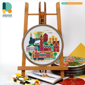 Groningen, Netherlands, Europe Cross Stitch Pattern and Kit: Modern Cross Stitch Needlework Art, CS1628