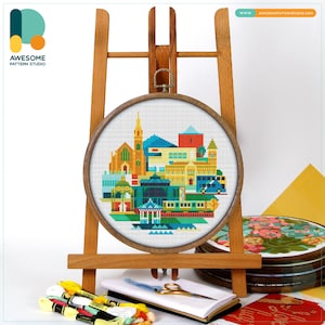 Dun Laoghaire Ireland CS1799, Counted Cross Stitch Pattern KIT and PDF | Embroidery PDF Pattern Download | Cross Stitch Kits