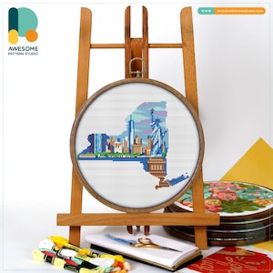 New York State CS2197, Counted Cross Stitch Pattern KIT and PDF | Embroidery Pdf Pattern Download | Cross Stitch Kits | How To Cross Stitch