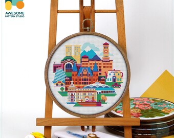 Tacoma, USA, America Cross Stitch Pattern and Kit - Modern Cross Stitch Needlework Art, CS265