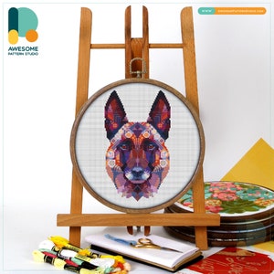Belgian Malinois Cross Stitch Pattern and Kit - Modern Needlework Art and PDF Pattern for Dog Lovers, CS749