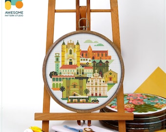 Coimbra, Portugal, Europe Cross Stitch Pattern and Kit: Modern Cross Stitch Needlework Art for Embroidery Lovers, CS1868
