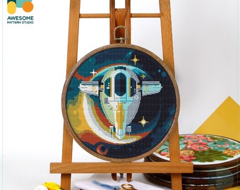 Spaceship CS1670, Counted Cross Stitch Pattern KIT and PDF | Embroidery PDF Pattern Download | Cross Stitch Kits | How To Cross Stitch