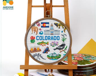 Colorado, USA Collection Cross Stitch Pattern and Kit: Modern Needlework Art, Embroidery Sampler, Perfect for Hoop Art Enthusiasts, CS1854