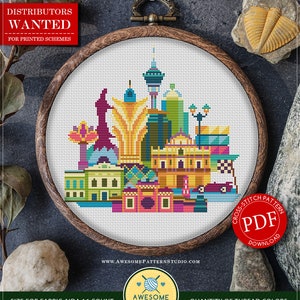 Macau #P176 Cross Stitch Embroidery PDF Pattern Download | Stitching | Cross Stitch World | Cross Pattern | Stitch Patterns