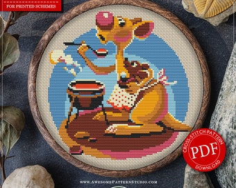 Kangaroo #P040 Embroidery Cross Stitch PDF Pattern Download | Cross Stitch Patterns | How To Cross Stitch | Cross Pattern | Cross Designs