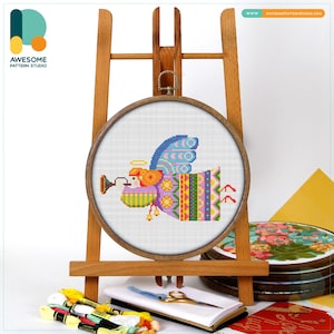 Colorful Angel Flight Cross Stitch Pattern and Kit: Modern Cross Stitch and Needlework Art, CS1587