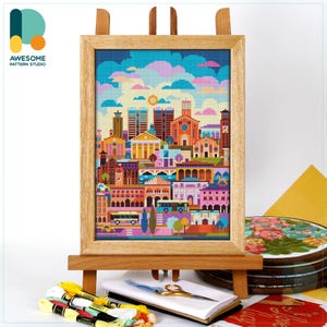 Treviso Italy CS3409, Counted Cross Stitch Pattern KIT and PDF | Embroidery Pdf Pattern Download | Cross Stitch Kits | How To Cross Stitch CS3409-2(120 x 162)