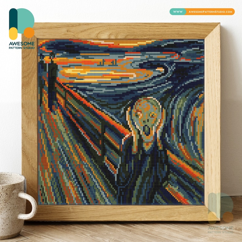 The Scream By Edvard Munch Diamond Painting Kit - Modern 5d Diamond Painting Art Mosaic Kit Sampler, DS2205 image 2