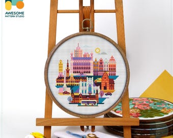 Leuven, Belgium, Europe Cross Stitch Pattern and Kit: Modern Cross Stitch Needlework Art for Embroidery Enthusiasts, CS1698