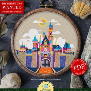 Sleeping Beauty Castle #P512 Embroidery Cross Stitch PDF Pattern Download | Stitching | Needlepoint | Cross Stitch Embroidery