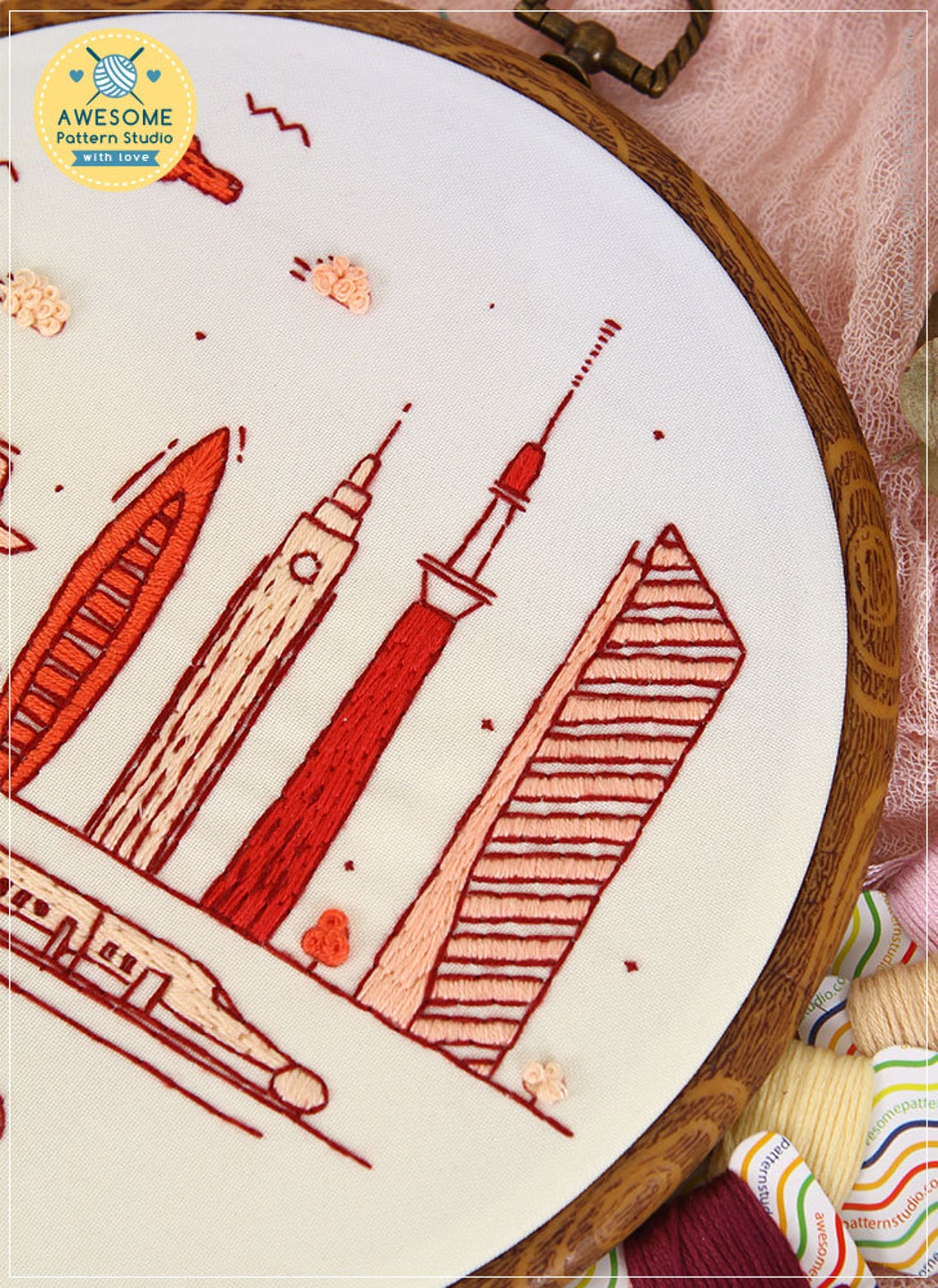 Tokyo Japan Embroidery EM169 Embroidery Pattern KIT and PDF Etsy