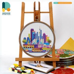 Johannesburg, South Africa, Africa Cross Stitch Pattern and Kit - Modern Needlework Art, Simple Embroidery Sampler, CS154