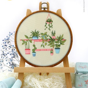 Indoor Plant Embroidery Kit and Pattern - Boho Decor Modern Embroidery Art Gift for Her