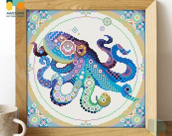 Diamant schilderij mandala octopus: moderne diamant schilderij 5d diamant schilderij kunst voor liefhebbers van mozaïek kit sampler, DS1248