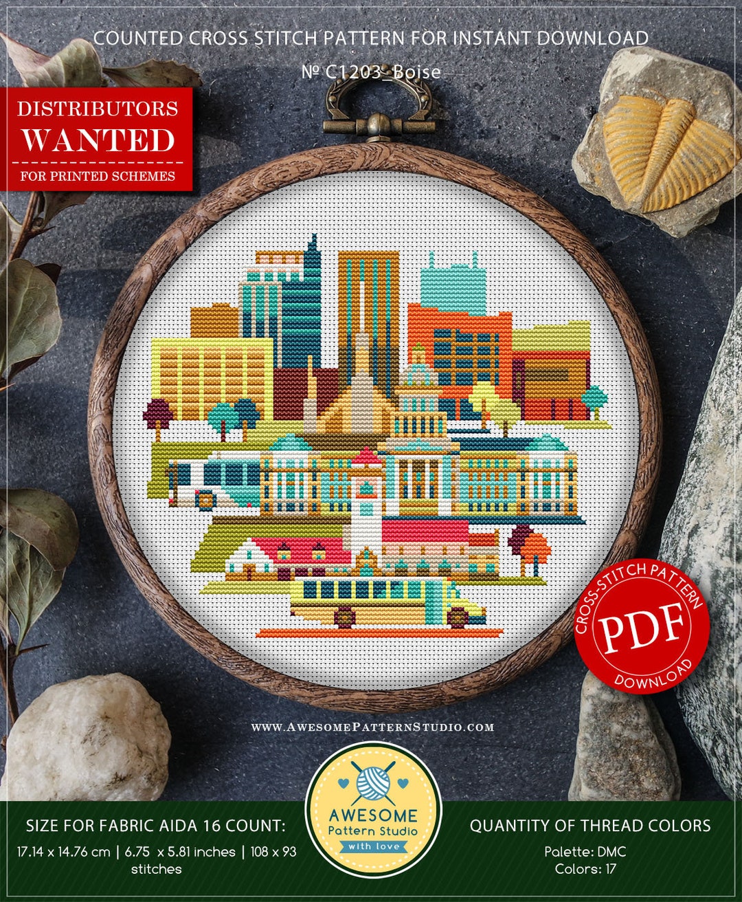 Boise P1203 Cross Stitch Pattern Cross Stitch PDF Pattern Download Stitching How to Cross Stitch