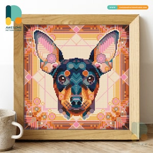 Mandala Pinscher in miniatura DS2129, KIT fai da te per pittura diamante / Kit pittura diamante / Kit arte diamante per adulti / Tutti gli articoli inclusi