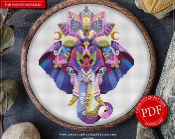 Mandala Elefant #P185 Kreuzstich Stickerei PDF Muster Download | Kreuzstichpackungen | Stickpackungen | Stickdateien