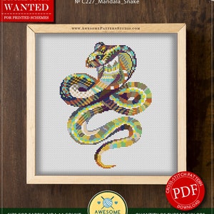 Mandala Snake P227 Cross Stitch Embroidery Pattern Instant Download Stitching Embroidery Kits Cross Stitch Embroidery Cross Designs image 2