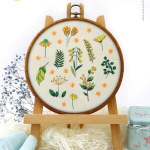 Wildflowers Embroidery Kit and Pattern: Boho Decor Art for Adult Crafts, Includes Embroidery Hoop and Thread