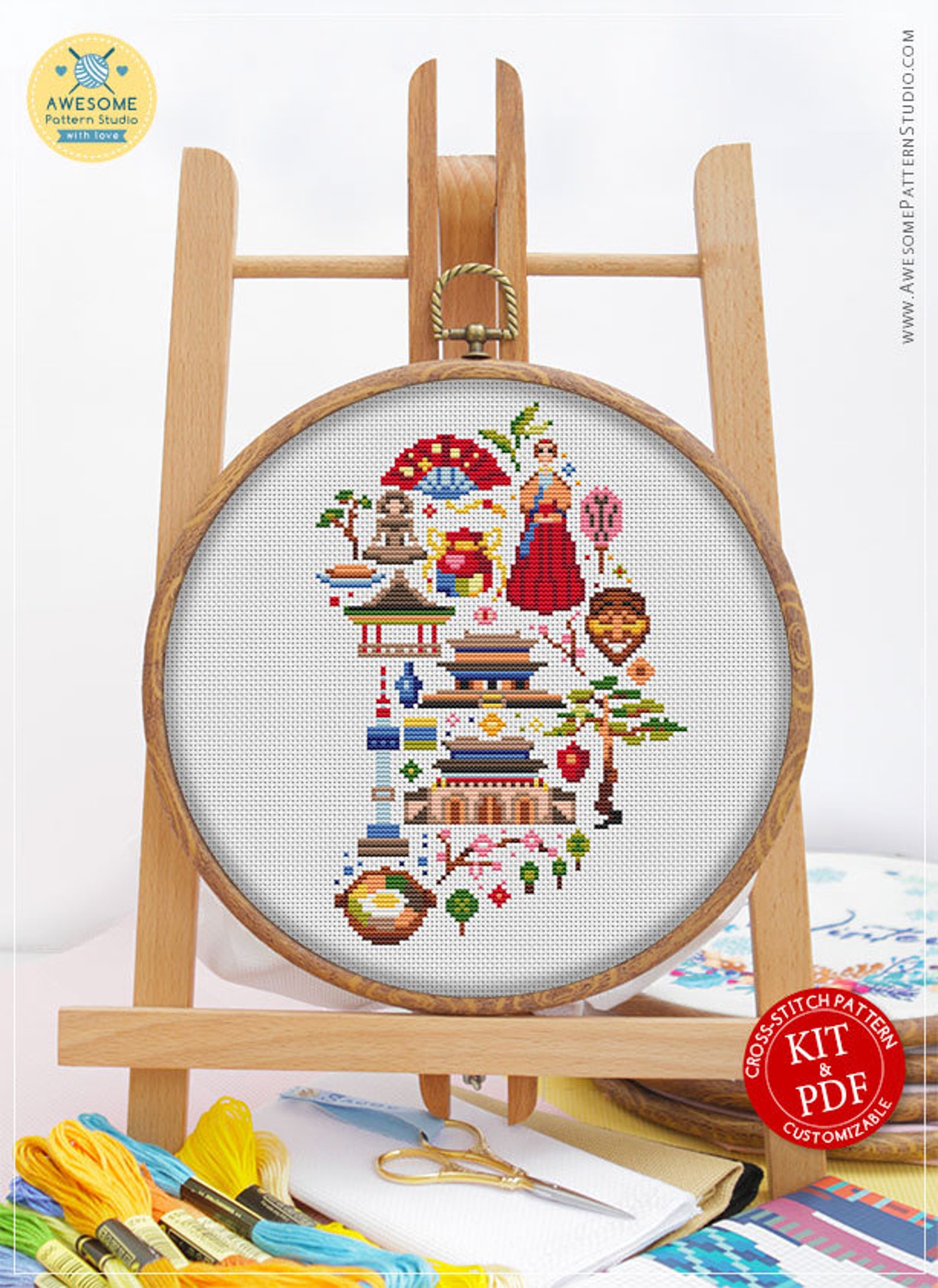 Korea in Icons CS842 Counted Cross Stitch Pattern KIT and PDF Etsy