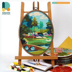 Augusta National Golf Course CS1221, Counted Cross Stitch Pattern KIT and PDF | Embroidery | Stitch Patterns | Pattern Download