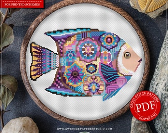 Mandala Fish #P442 Cross Stitch Embroidery Pattern Instant Download | Cross Stitch Patterns | How To Cross Stitch | Cross Pattern